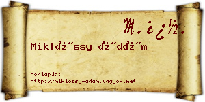 Miklóssy Ádám névjegykártya